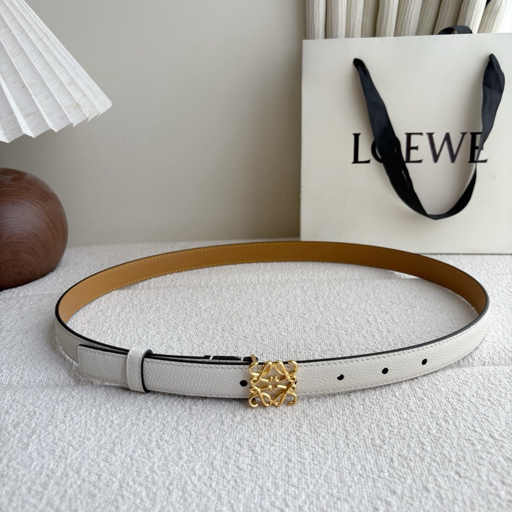 Loewe Women's White Belt with gold Buckle